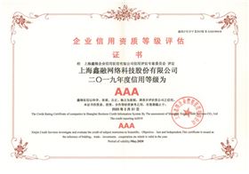 鑫融网络2019年信用等级证书